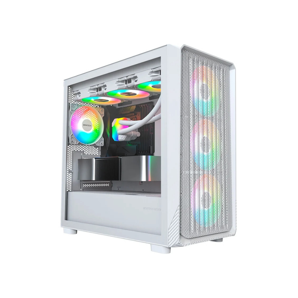 Gabinete Gamer Montech X5M, Micro-ATX, Vidro Temperado,  Mini Tower - Branco