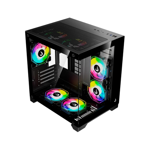 Gabinete Gamer Rise Mode Galaxy Glass M Mini, M-ATX, Lateral e Frontal em Vidro Temperado, Preto