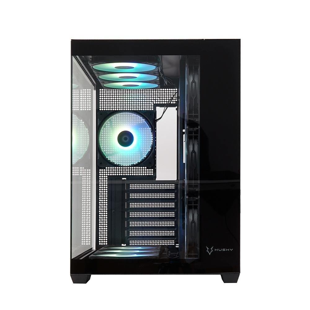 Gabinete Gamer Husky Dome 900, Mid Tower, Iluminação ARGB, ATX, Lateral e Frontal em Vidro, 10x Cooler Fan ARGB, Preto - HGN900PT