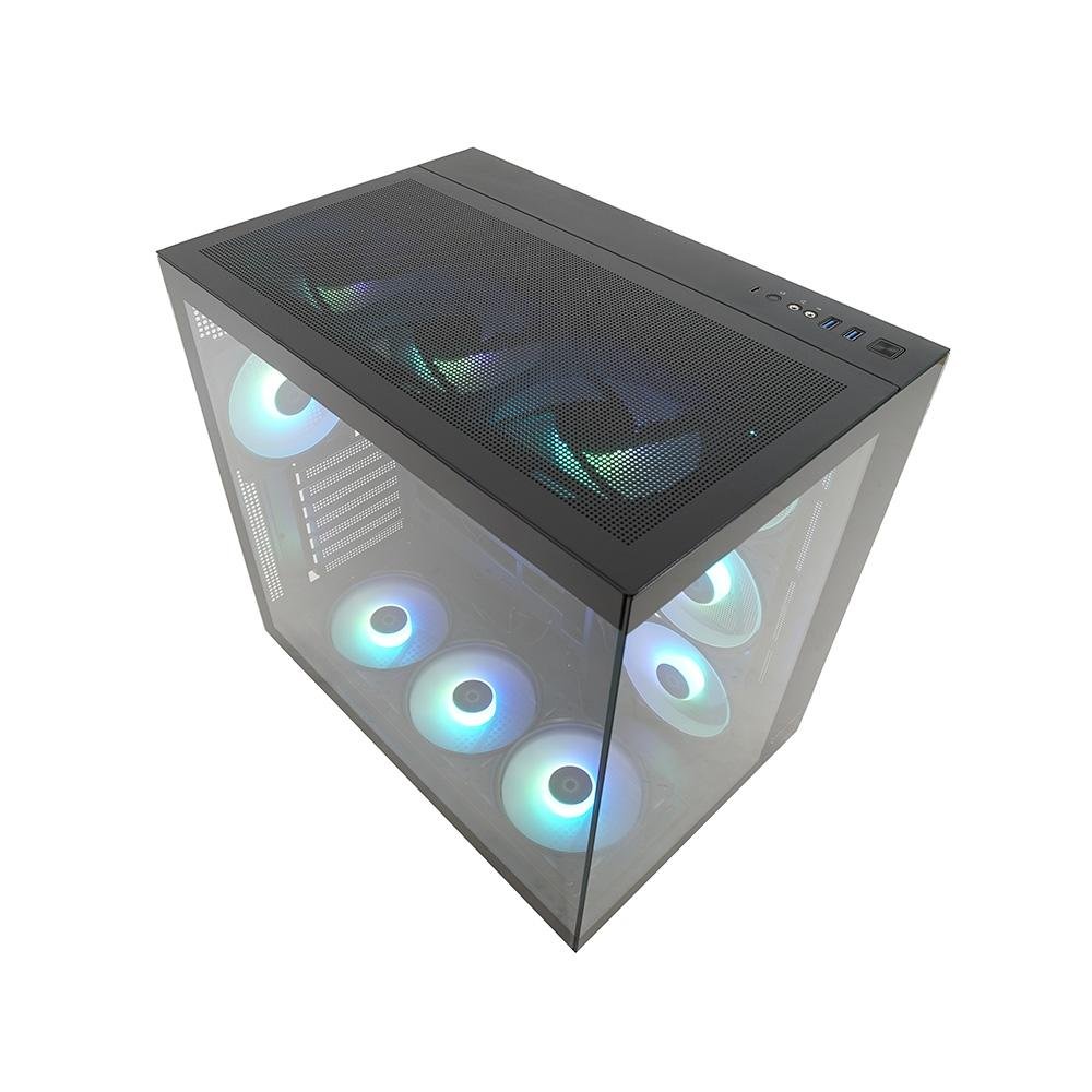 Gabinete Gamer Husky Dome 900, Mid Tower, Iluminação ARGB, ATX, Lateral e Frontal em Vidro, 10x Cooler Fan ARGB, Preto - HGN900PT