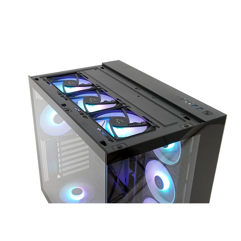 Gabinete Gamer Husky Dome 900, Mid Tower, Iluminação ARGB, ATX, Lateral e Frontal em Vidro, 10x Cooler Fan ARGB, Preto - HGN900PT