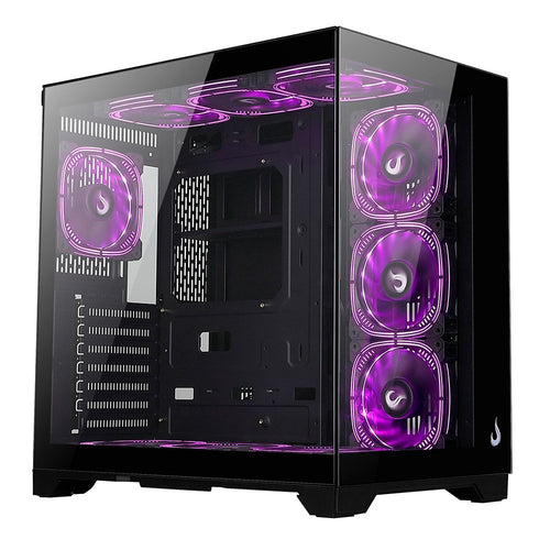 Gabinete Gamer Rise Mode Galaxy Glass Standard V2, Mid Tower, ATX, Lateral e Frontal em Vidro Temperado, Com 10 Ventoinhas, Preto - RM-GA-GGSB2-ARGB