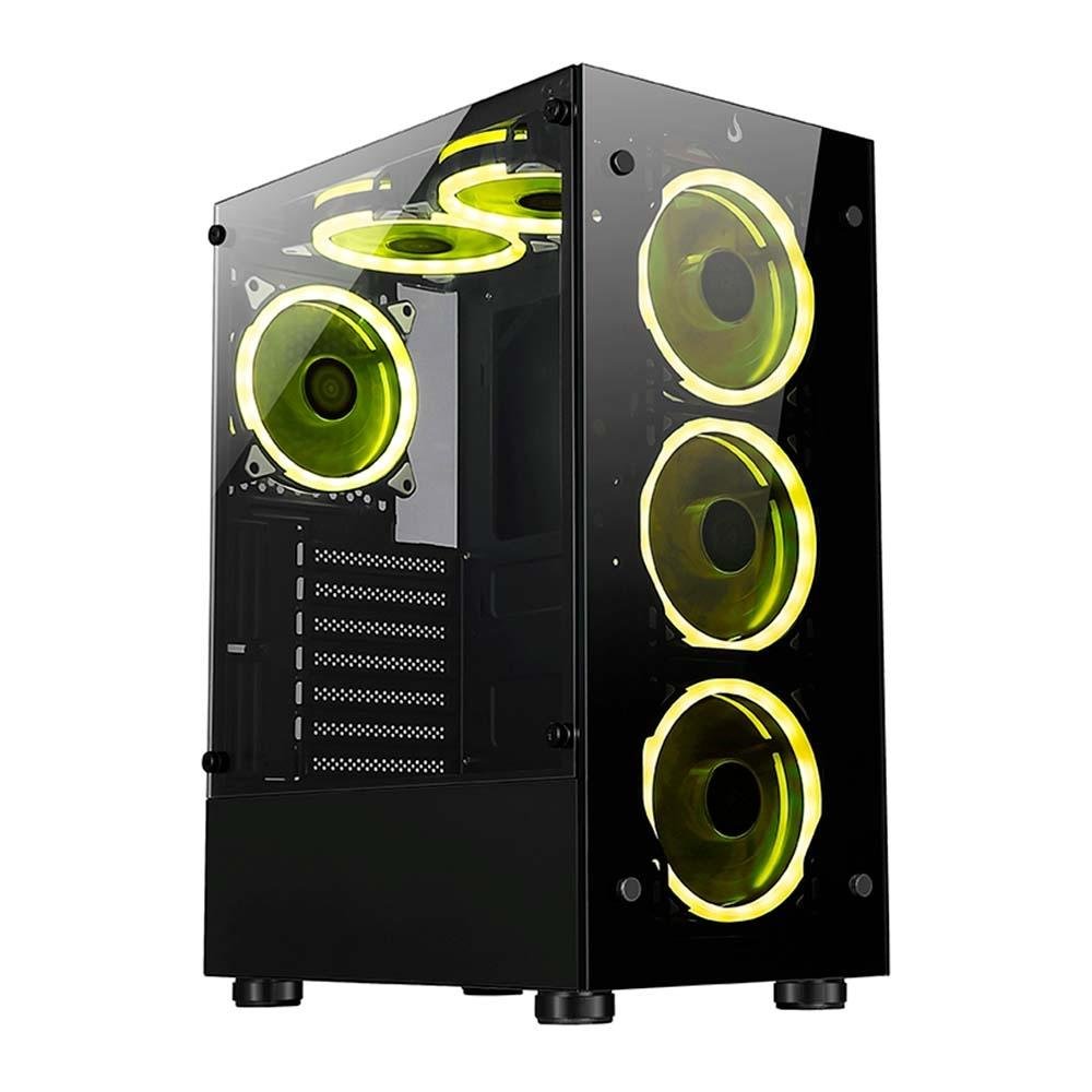 Gabinete Gamer Rise Mode Glass 06X, Mid Tower, ATX, Lateral em Vidro Fumê e Frontal em Vidro Temperado, Sem FANs, Preto - RM-CA-06X-FB