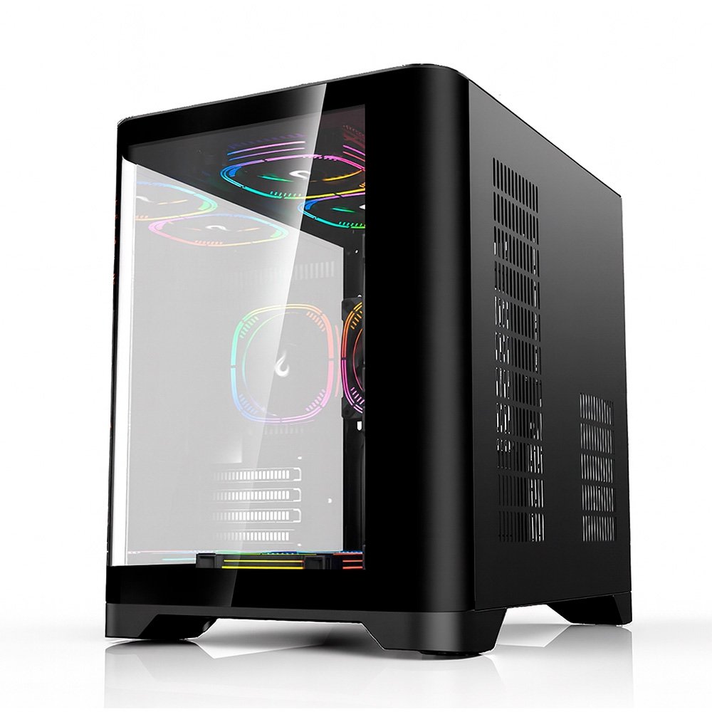 Gabinete Gamer Rise Mode Glass Curvo, M-ATX, Mid Tower, Lateral e Frental em Vidro, Preto - RM-GA-GC-FB