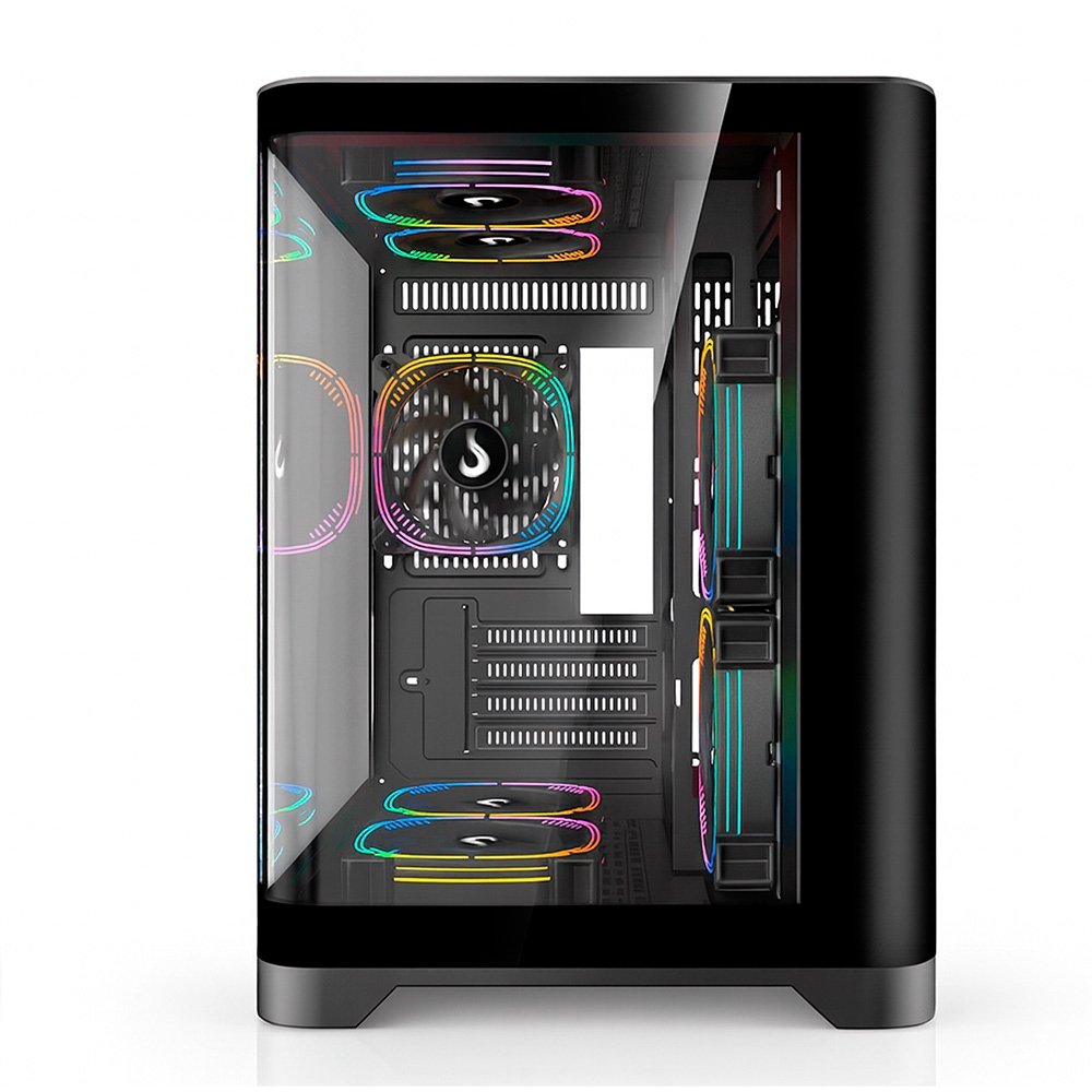 Gabinete Gamer Rise Mode Glass Curvo, M-ATX, Mid Tower, Lateral e Frental em Vidro, Preto - RM-GA-GC-FB
