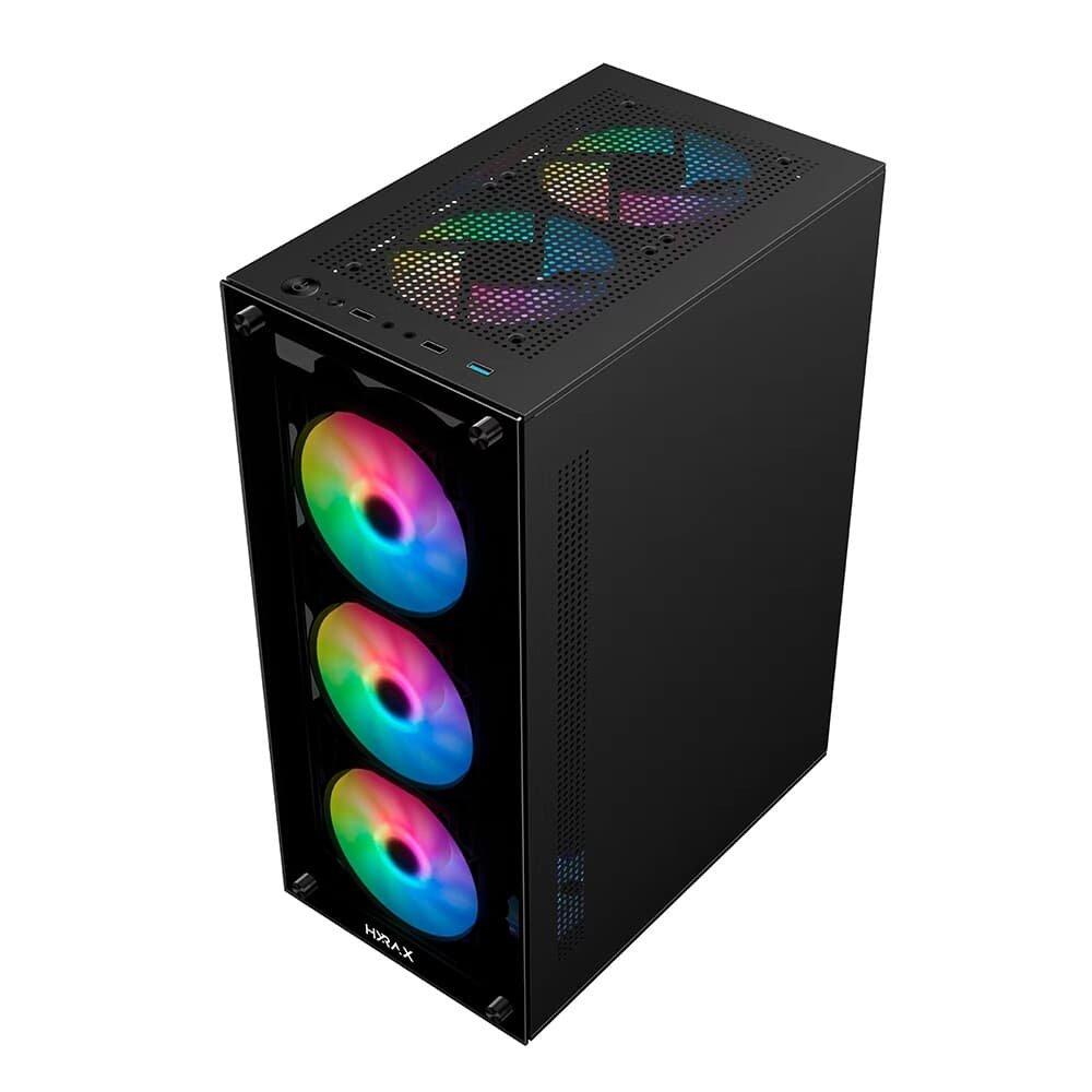 Gabinete Gamer Hyrax HGB210, Mid Tower, ATX,  Lateral e Frontal em Vidro Temperado, Sem Fans, Preto - HGB210B