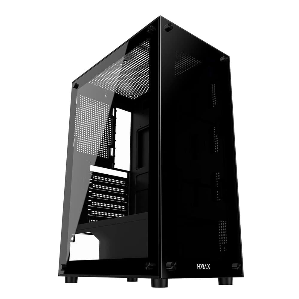 Gabinete Gamer Hyrax HGB210, Mid Tower, ATX,  Lateral e Frontal em Vidro Temperado, Sem Fans, Preto - HGB210B
